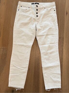 White Denim Button-Fly Skinny Jeans